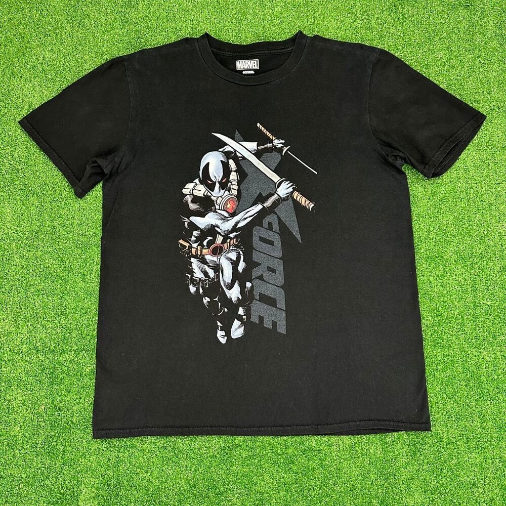 Marvel Comics Deadpool T-Shirt Mens Size Large X-Force Black Short Sleeve Tee